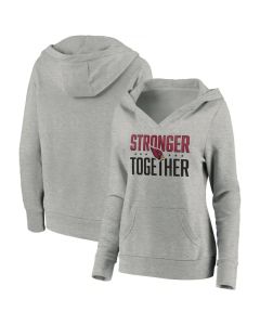 Women's Arizona Cardinals Heather Gray Stronger Together Crossover Neck Pullover Hoodie(Run Small)