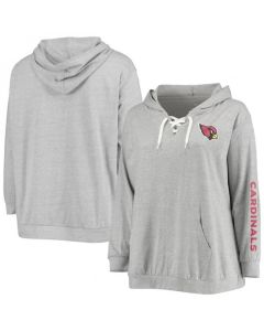Women's Arizona Cardinals Heathered Gray Lace-Up Pullover Hoodie