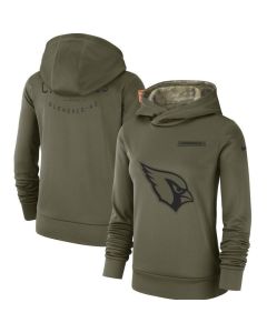 Women's Arizona Cardinals Olive Salute to Service Team Logo Performance Pullover NFL Hoodie