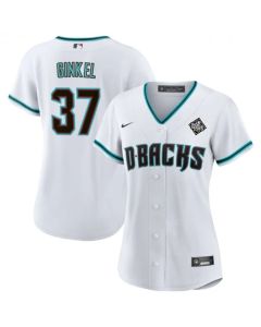 Women's Arizona Diamondbacks #37 Kevin Ginkel White 2023 World Series Stitched Baseball Jersey(Run Small)