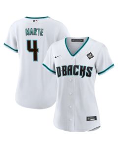Women's Arizona Diamondbacks #4 Ketel Marte White 2023 World Series Stitched Baseball Jersey(Run Small)