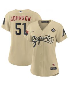 Women's Arizona Diamondbacks #51 Randy Johnson Cream 2023 World Series City Connect Stitched Baseball Jersey(Run Small)