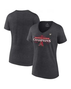 Women's Arizona Diamondbacks Heather Charcoal 2023 National League Champions Locker Room V-Neck T-Shirt(Run Small)