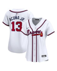 Women's Atlanta Braves #13 Ronald Acuna White Home Limited Player Jersey