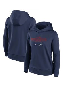 Women's Atlanta Braves 2021 Navy World Series Bound Collection Dugout Pullover Hoodie(Run Small)