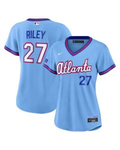 Women's Atlanta Braves #27 Austin Riley Nike Powder Blue 2026 City Connect Stadium Jersey (Blue)