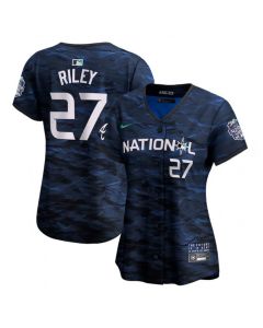 Women's Atlanta Braves #27 Austin Riley Royal 2023 All-star Stitched Baseball Jersey(Run Small)