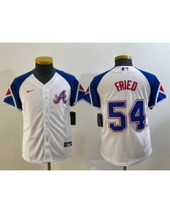 Women's Atlanta Braves #54 Max Fried White 2023 City Connect Stitched Baseball Jersey(Run Small)