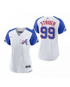 Women's Atlanta Braves #99 Spencer Strider White 2023 City Connect Stitched Baseball Jersey(Run Small)