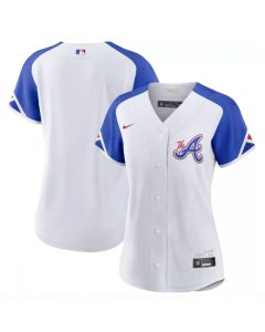 Women's Atlanta Braves Blank White 2023 City Connect Stitched Baseball Jersey(Run Small)