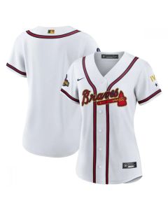 Women's Atlanta Braves Blank White Cool Base Stitched Jersey(Run Small)