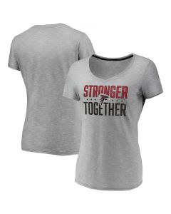 Women's Atlanta Falcons Gray Stronger Together Space Dye V-Neck T-Shirt(Run Small)