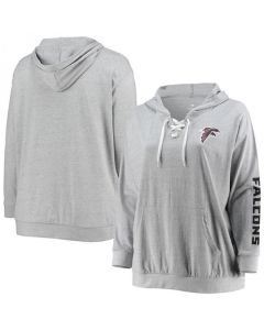 Women's Atlanta Falcons Heathered Gray Lace-Up Pullover Hoodie