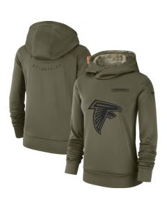 Women's Atlanta Falcons Olive Salute to Service Team Logo Performance Pullover NFL Hoodie