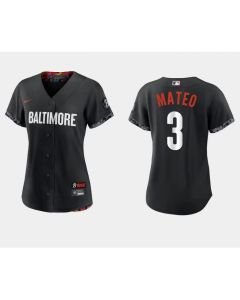 Women's Baltimore Orioles #3 Jorge Mateo Black 2023 City Connect Stitched Baseball Jersey(Run Small)