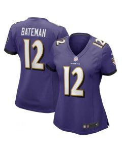 Women's Baltimore Ravens #12 Rashod Bateman Purple Vapor Untouchable Limited Football Jersey(Run Small)