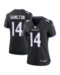 Women's Baltimore Ravens #14 Kyle Hamilton Black Alternate Game Jersey