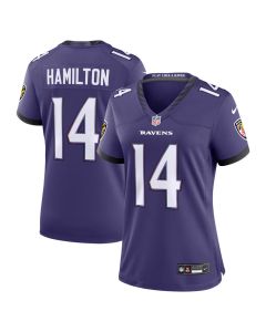 Women's Baltimore Ravens #14 Kyle Hamilton Purple Team Game Jersey
