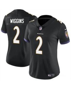 Women's Baltimore Ravens #2 Nate Wiggins Black 2024 Draft Football Jersey(Run Small)