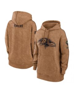 Women's Baltimore Ravens 2023 Brown Salute to Service Pullover Hoodie(Run Small)