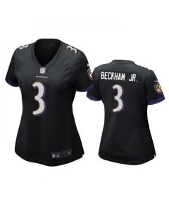 Women's Baltimore Ravens #3 Odell Beckham Jr. Black Football Jersey(Run Small)