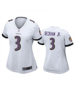 Women's Baltimore Ravens #3 Odell Beckham Jr. White Football Jersey(Run Small)
