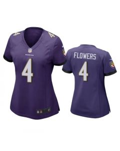 Women's Baltimore Ravens #4 Zay Flowers Purple Football Jersey(Run Small)