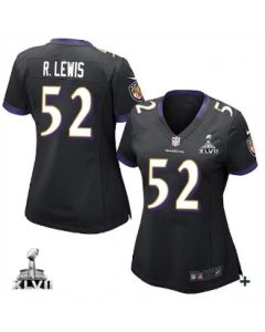 Women's Baltimore Ravens #52 Ray Lewis Black Alternate With Super Bowl Patch Elite Jersey(Run Small)