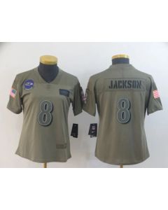 Women's Baltimore Ravens #8 Lamar Jackson 2019 Camo Salute To Service Limited Stitched NFL Jersey(Run Small)