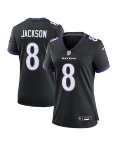 Women's Baltimore Ravens #8 Lamar Jackson Nike Black Alternate Game Jersey (Black)
