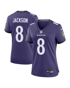 Women's Baltimore Ravens #8 Lamar Jackson Nike Purple Team Game Jersey (Purple)