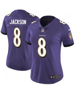 Women's Baltimore Ravens #8 Lamar Jackson Purple Vapor Untouchable Limited NFL Jersey