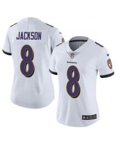 Women's Baltimore Ravens #8 Lamar Jackson White Vapor Untouchable Limited NFL Jersey