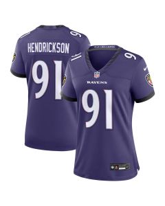 Women's Baltimore Ravens #91 Trey Hendrickson Purple Team Game Jersey