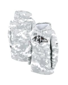 Women's Baltimore Ravens Arctic Camo 2024 Salute To Service Club Fleece Pullover Hoodie (Camo)