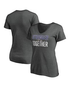 Women's Baltimore Ravens Heather Stronger Together Space Dye V-Neck T-Shirt(Run Small)
