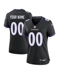 Women's Baltimore Ravens Black Alternate Game Custom Jersey