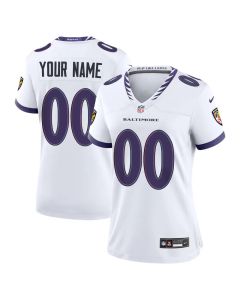 Women's Baltimore Ravens White Game Custom Jersey