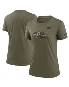 Women's Baltimore Ravens Olive 2021 Salute To Service T-Shirt (Run Small)