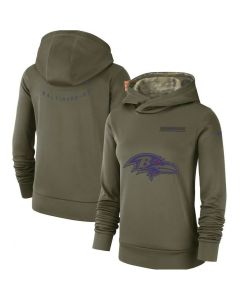 Women's Baltimore Ravens Olive Salute to Service Team Logo Performance Pullover NFL Hoodie