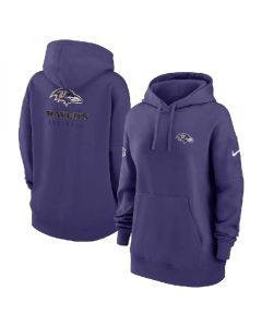 Women's Baltimore Ravens Purple Sideline Club Fleece Pullover Hoodie(Run Small)
