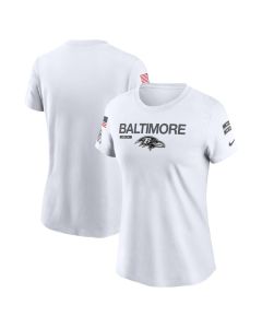 Women's Baltimore Ravens White 2024 Salute To Service Legend Performance T-Shirt (White)