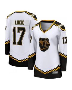 Women's Boston Bruins #17 Milan Lucic White Stitched Jersey