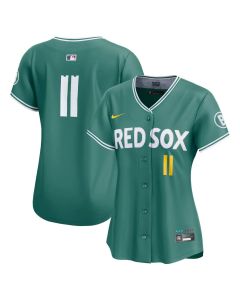 Women's Boston Red Sox #11 Rafael Devers Green 2025 City Connect Limited Jersey (Red Green)