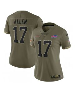 Women's Buffalo Bills #17 Josh Allen Olive 2022 Salute To Service Limited Stitched Jersey(Run Small)