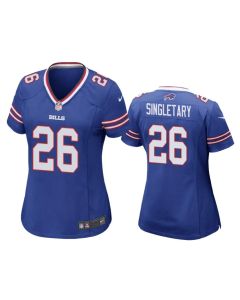 Women's Buffalo Bills #26 Devin Singletary Blue Stitched Jersey
