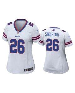 Women's Buffalo Bills #26 Devin Singletary White Stitched Jersey