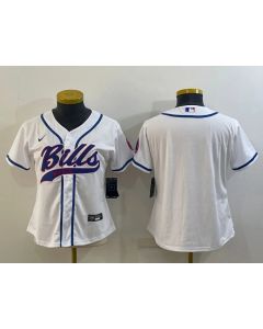 Women's Buffalo Bills Blank White With Patch Cool Base Stitched Baseball Jersey(Run Small)