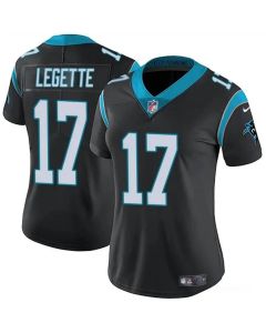Women's Carolina Panthers #17 Xavier Legette Black 2024 Draft Vapor Stitched Jersey(Run Small)