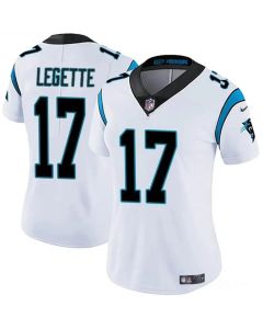 Women's Carolina Panthers #17 Xavier Legette White 2024 Draft Vapor Stitched Jersey(Run Small)